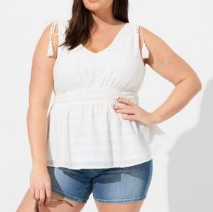 Torrid | NWT Window Pane V-Neck Sleeveless Tank Cloud Dancer Size 3X